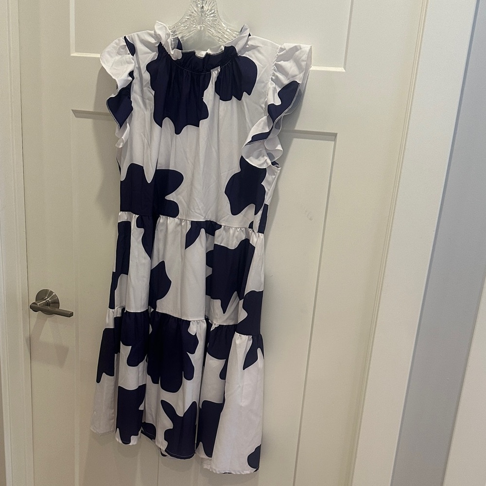 White and Purple Ruffle Dress